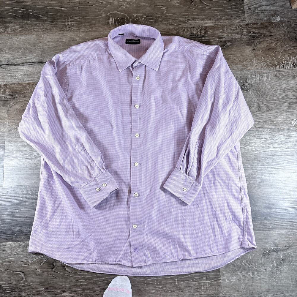 David Donahue Men's 100% Cotton L/S Dress Button Down Shirt Sz 18 34/35 *Read* - Picture 2 of 10